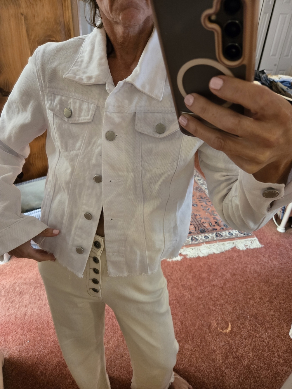 Ci Sono White Button-Front Lightweight Denim Jacket - Picture 2 of 6